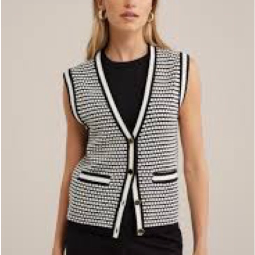 Black and White Knit Vest